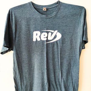 Official Rev Logo Tech Bro Gray Blue Soft T-Shirt Next Level Tee Size Medium M